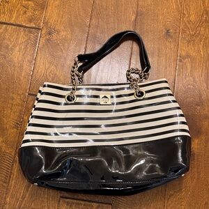 Kate Spade Black and White Striped Tote Bag